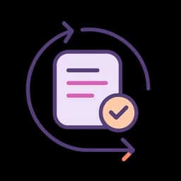 A document with a checkmark returning along an arrow