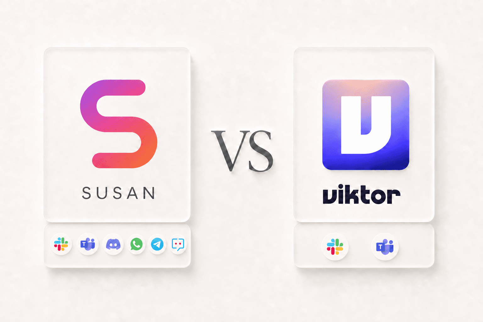 Susan and Viktor shown side by side in a balanced AI employee comparison