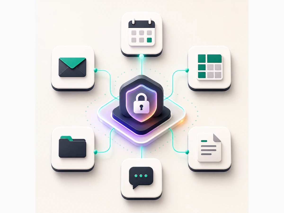 A protected hub connecting safely to business app tiles.