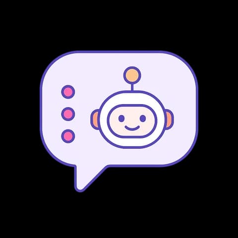 A chat bubble with a friendly agent face inside