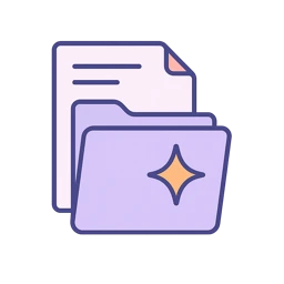 Documents and a folder with a sparkle